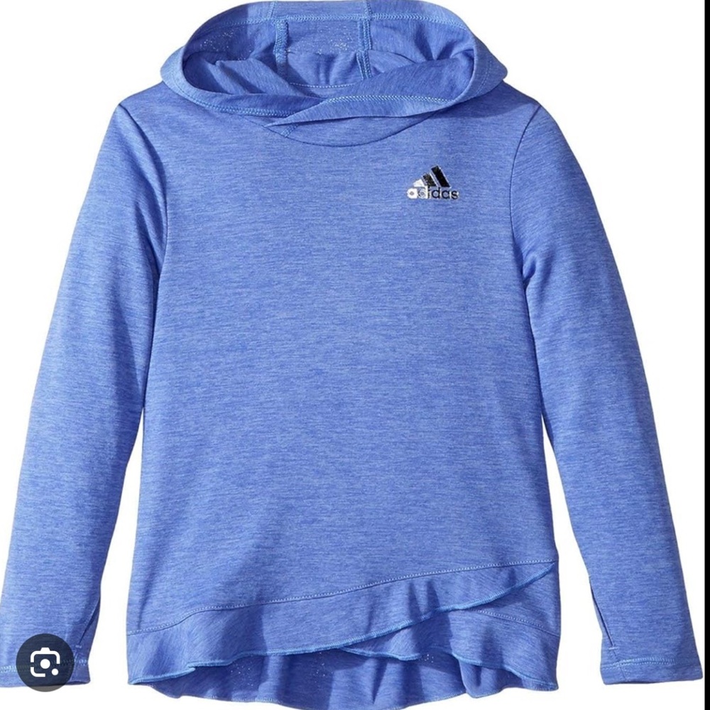 Adidas - girls size 6 - lightweight performance hoodie with ruffle cross detail